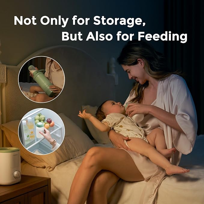 Momcozy Natural Baby Bottle, Wide-Neck, BPA Free Breast Milk Container, Storage Collection Bottle for Fridge & Milk Cooler, Breastfeeding Essential, 10 oz, 4 pcs (Pack of 2)
