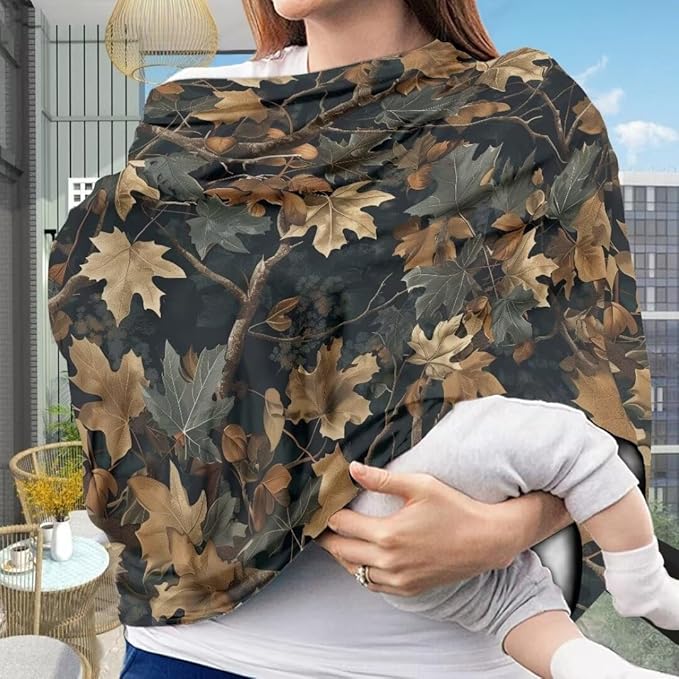 Coldinair Jungle Dead Leaf Car Seat Covers for Girls Multi-use Cover Baby Carseat Canopy Cow Print Nursing Cover for Breastfeeding