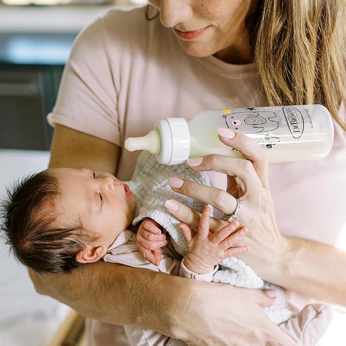 Dr. Brown's Natural Flow Anti-Colic Options+ Narrow Baby Bottle, Bear & Owl, 8 oz/250 mL, with Level 1 Slow Flow Nipple, BPA free, 0m+, 2-Pack and Level 2 Flow 6-Pack Nipples