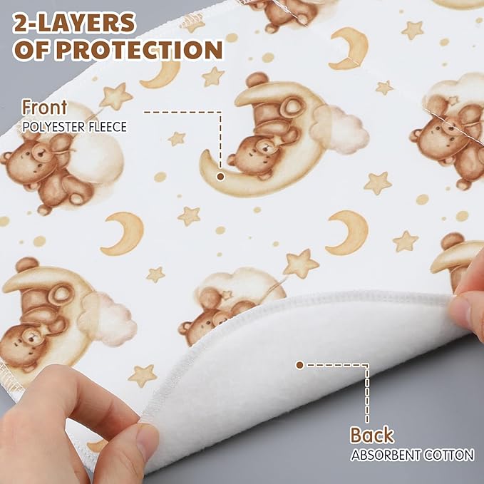 SmoothNovelty 5 Pack Teddy Bear Baby Burp Cloths Soft Absorbent Burping Rags for Newborns 19"x9" Spit up Cloths for Boy Girl Newborn Baby Shower Registry Gifts Set Nursery Decor