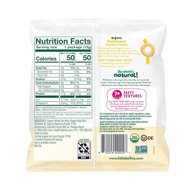 Little Bellies Organic Round-a-Bouts Variety Pack, Sweetcorn & Pumpkin (Pack of 18)