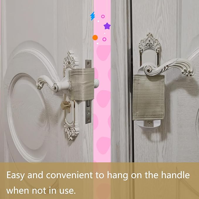 Baby Proof Door Silencer & Cloth Latch Cover, Quiet Close Anti-Slam Pads to Prevent Slamming and Accidental Locking, for Nursery and Toddler Safety (3, Brown, 4.1 * 3.1 inches)