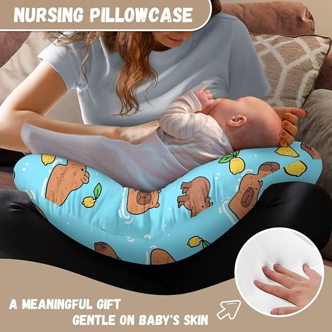 ZOUTAIRONG Nursing Pillow Cover for Baby Boys, Cute Capybara, Breastfeeding Pillow Slipcover with Hidden Zipper Nursing Pillow Case for Newborn Girls Horse Breast Feeding Pillowcases Stain Resistant