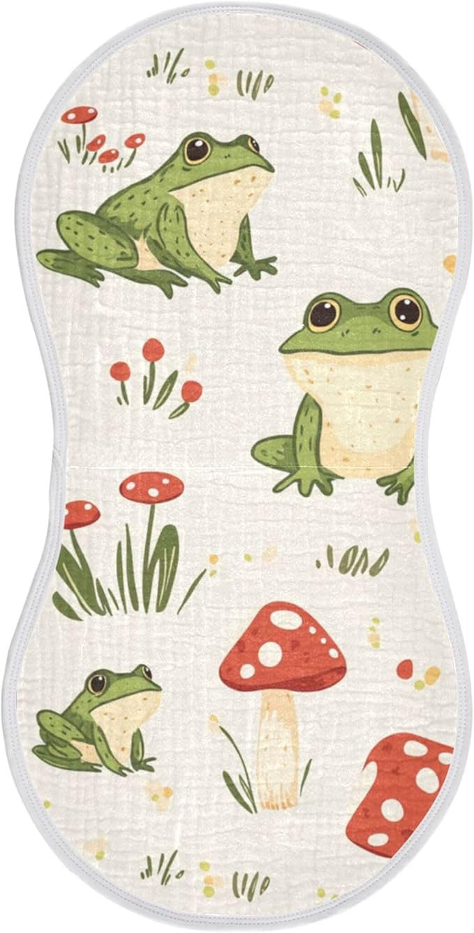 Frog Forest Mushrooms Burp Cloths Baby Boys Girls Absorbent Soft Cotton Burping Cloths Rags 1 Pack
