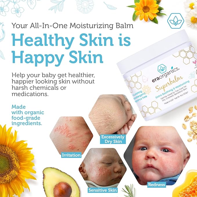Era Organics Baby Healing Ointment & Diaper Balm – Organic Baby Balm for Eczema, Cradle Cap & Sensitive Skin + Organic Diaper Ointment – Moisturizing Relief for Dry, Irritated Skin (4 oz + 2 oz)