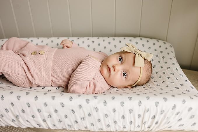 Mebie Baby Changing Pad Cover, Cream Berry, 100% Muslin Cotton Changing Table Pad Cover for Baby Boy and Girl, Designer Nursery Decor Covers, Diaper Changing Pad Cover for Changing Station