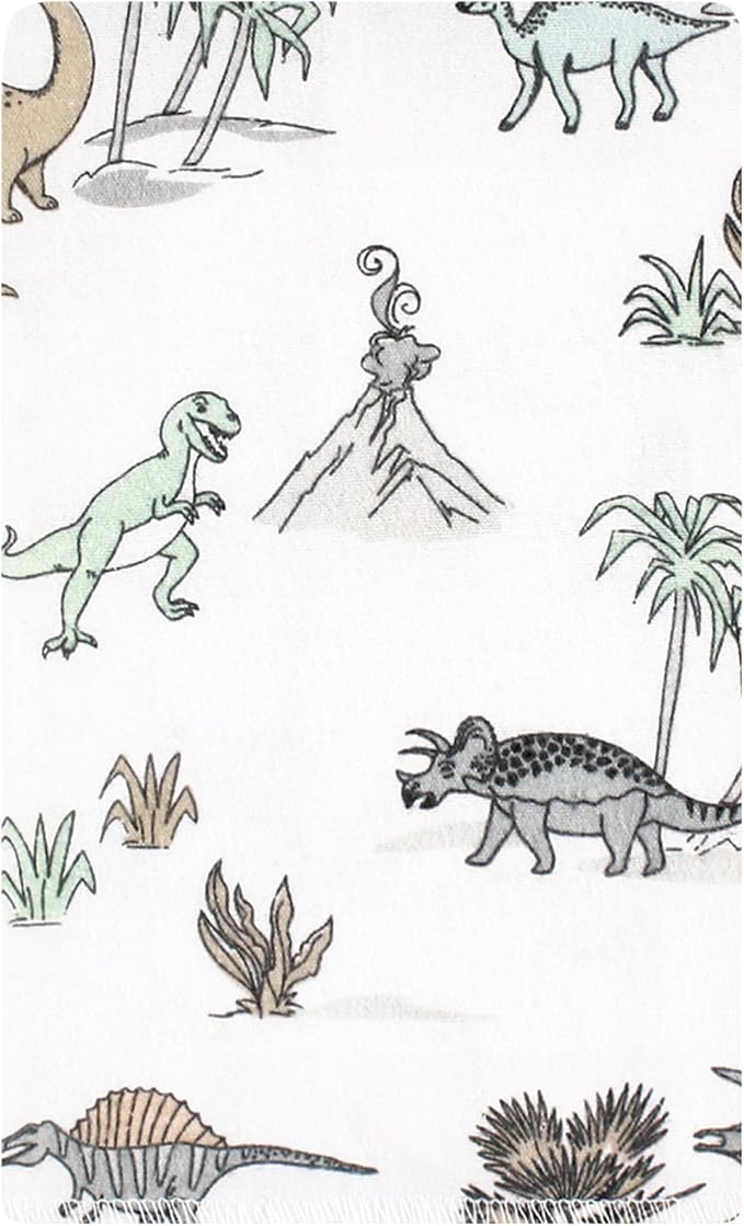Luvable Friends Hudson Baby Flannel Burp Cloths 10pk, Gray Dinosaur Journey