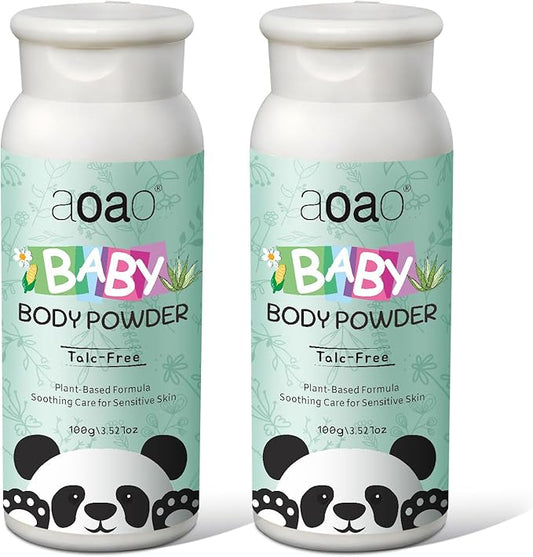 Cornstarch Baby Powder, Soothe & Protect Diaper Area, No Talc Hypoallergenic Dusting Powder, Help Prevent Diaper Rash with Zinc Oxide & Aloe, Gentle Absorb Sweat & Anti-Chafe for Sensitive Skin, 2pack