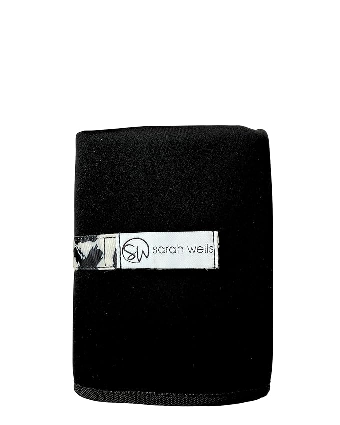Sarah Wells Portable Diaper Changing Pad – Extra Large, Machine-Washable, Waterproof Changing Mat with Modern Print – Neoprene, Foldable for Travel or Diaper Bags (Black-XOXO)