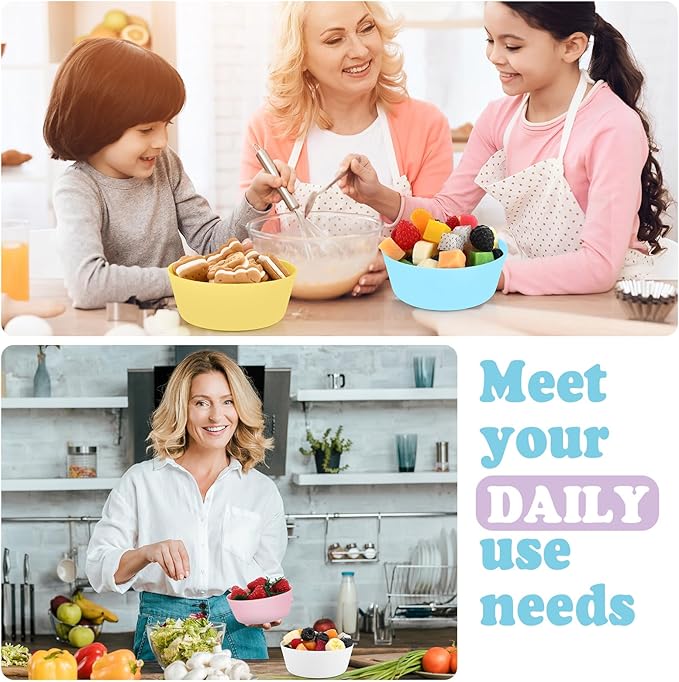 Foaincore Kids Plastic Bowls 10 oz Cereal Snack Microwave Dishwasher Safe Toddler Bowls Kids Colorful Snack Children Salad Dessert Soup Supplies