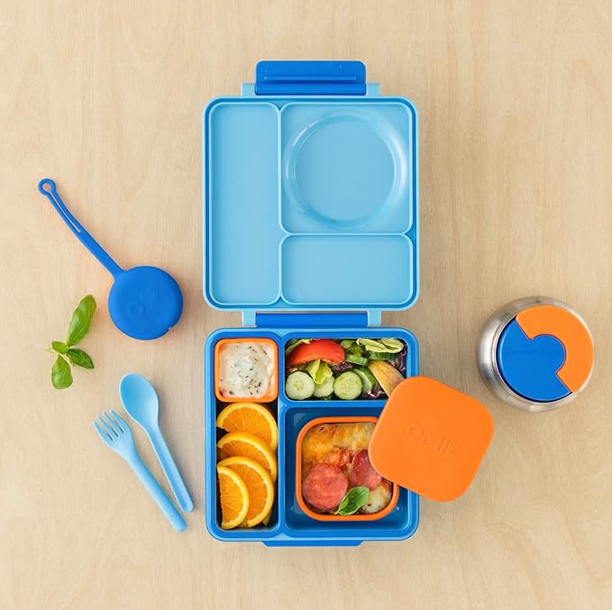 OmieBox Silicone Leakproof Snack Containers To Go, Food Storage Containers with Lid, School Lunch Bento Container - BPA Free, Airtight, Dishwasher and Freezer Safe, Oven Safe - 9.4 ounces (Orange)