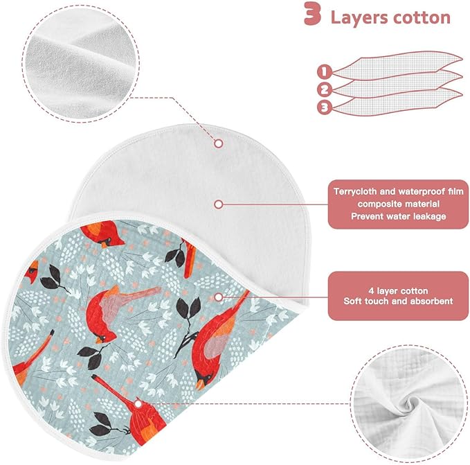 vvfelixl Cardinals Bird Burp Cloths for Baby Boy Girls Baby Washcloths Burp Rags 1 Pack