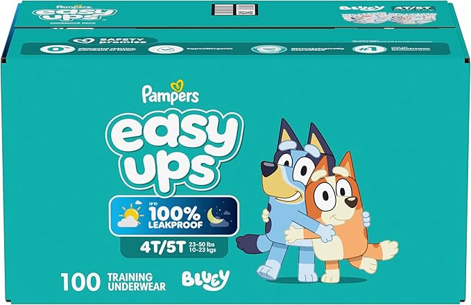 Pampers Training Pants - Easy Ups Boys & Girls Bluey - Size 4T-5T, 100 Count, Children's Potty Underwear (Packaging May Vary)