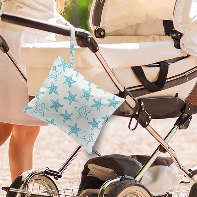 Wet Dry Wet Bag for Swimsuit Towel Baby Travel Cloth Diapers Beach Gym Toiletries Makeup Storage Bag Summer Vacation Essential Holiday Beach Ocean Starfish