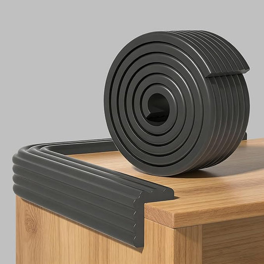 6.5ft x 3.15" x 0.31" Baby Edge Corner Protector, Extra Thick Soft Foam with Strong Adhesive Double-Sided Tape, Safety Guards for Tables, Desks, Beds, Cabinets & Fireplace (Brown)