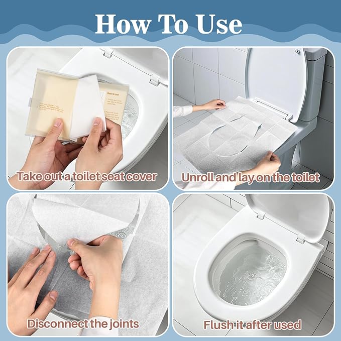 RAINFLOW Toilet Seat Covers Disposable Flushable - 10 Pack Portable Travel Toilet Seat Cover, Individually Wrapped Potty Training Covers for Women, Mini Purse Size for Airplane Hotel Camping Bathroom