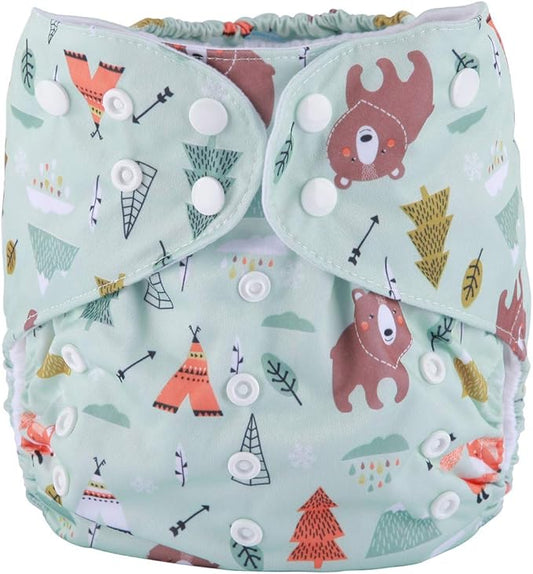 2 to 7 Years Old Junior Big Cloth Diaper Nappy Pocket Reusable Washable Baby Toddler (Bear)
