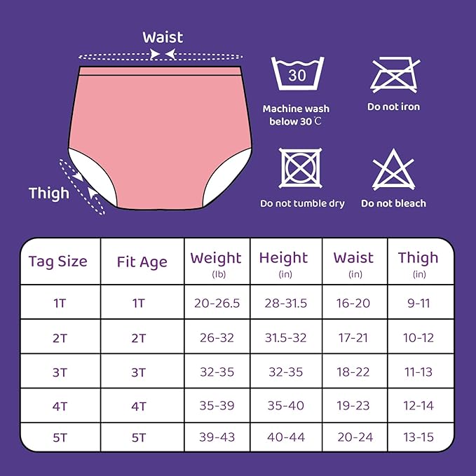 BISENKID 6 Packs Waterproof Plastic Pants for Toddlers Potty Training Pants & Good Elastic and Breathable Diaper Cover for Girl 3t