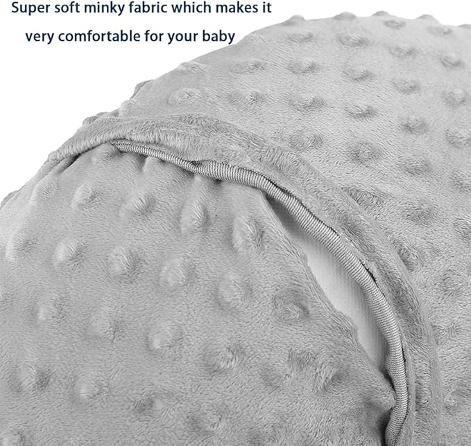 Minky Nursing Pillow Cover Breast Feeding Pillow Cover Slipcover U Shape for Baby Boy Girl,Cover Only(Beige&White, Pack of 2)