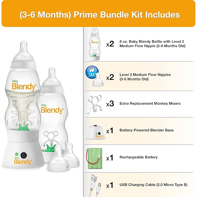 Baby Bottles - Best Infant to Toddler Milk Feeding Containers with Anti-Colic | Air Vent System - with Blender Mixer for Babies Newborns Infants Toddlers | (3-6 Months) Prime Bundle