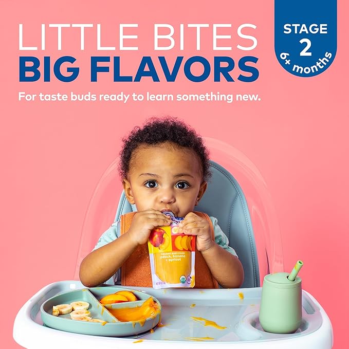 Plum Organics - 6+ Months Organic Baby Food - Apple, Blackberry & Coconut Cream - Non-GMO - Fruit Blends On-The-Go Pouches for Baby & Toddler Meals - Quality Tested Ingredients - 3.5 oz (Pack Of 12)