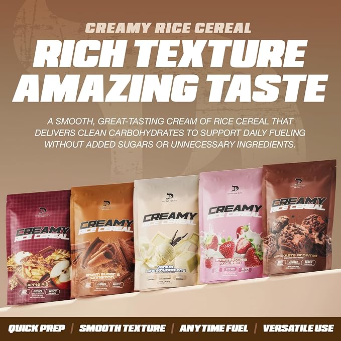 Dragon Pharma Creamy Rice Cereal, Gourmet Taste, Delicious Hot Cereal, Ready in Seconds, 25g Carbs (25 Servings, Vanilla White Chocolate)