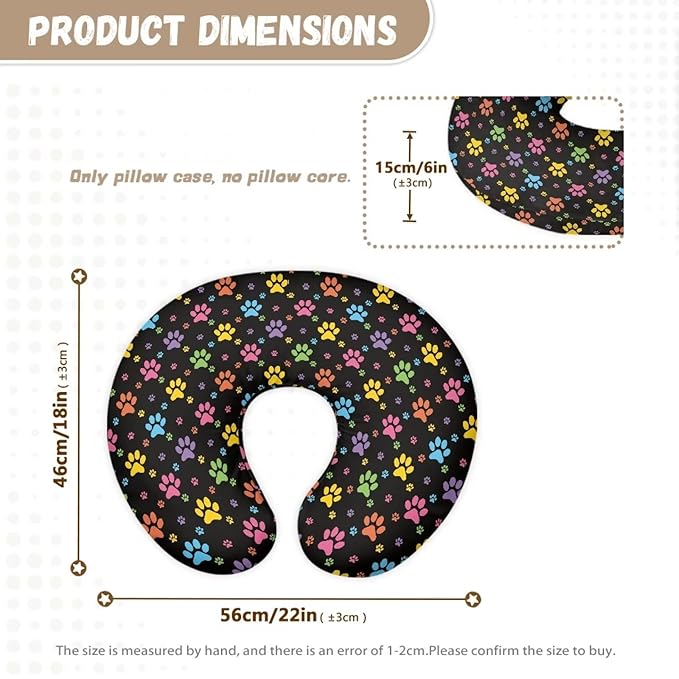 Dog Paws Breastfeeding Pillow Slipcover for Baby Nursing Pillow Slipcovers for Breastfeeding Moms Fits The Original Support Pillow for Breastfeeding and Bottle Feeding