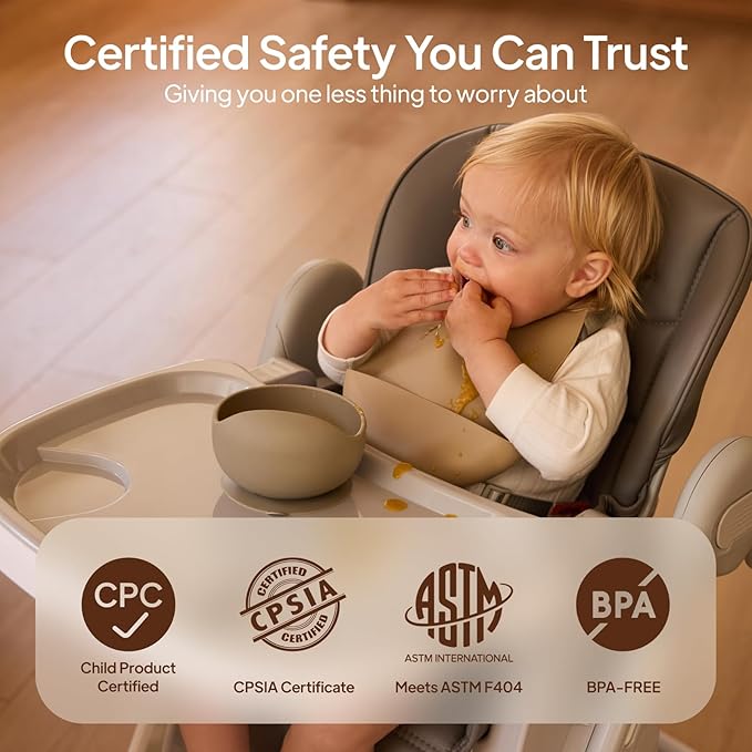 Tinyiota 4 in 1 High Chairs for Babies and Toddlers with Wheels, 8-Height Adjustable & 3-Position Recline, Easy Clean, Dishwasher Removable Tray, Foldable HighChair for Infant, Meets ASTM Safety, Grey