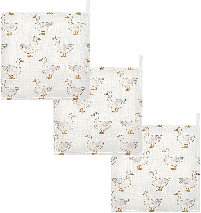 vvfelixl Coquette Duck Baby Burp Cloths Baby Muslin Washcloths for Boys Girls Cotton Babys Face Towel for Newborn Infants Soft and Absorbent 11.8 X 11.8 in, 5 Pack