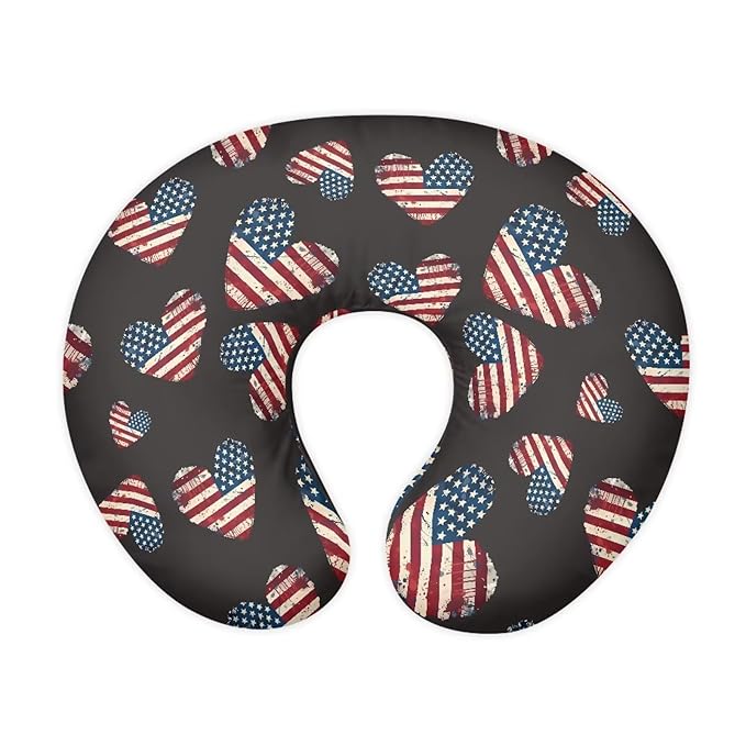 America Flag Nursing Pillow Cover Heart Shape Flags Fits The Original Support for Breastfeeding, July 4th Bottle Feeding Slipcover for Breastfeeding Pillows