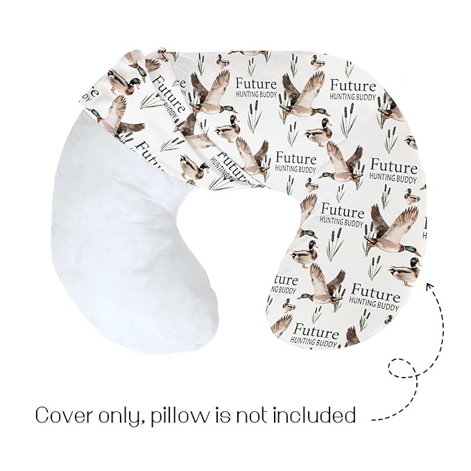 HawSkgFub Future Duck Hunting Buddy Nursing Pillow Cover for Baby Boys, Mallard Duck Hunter Wild Animal Reeds Lake Breastfeeding Pillow Slipcover, Nursing Pillowcase for Newborn Infant, Cover Only