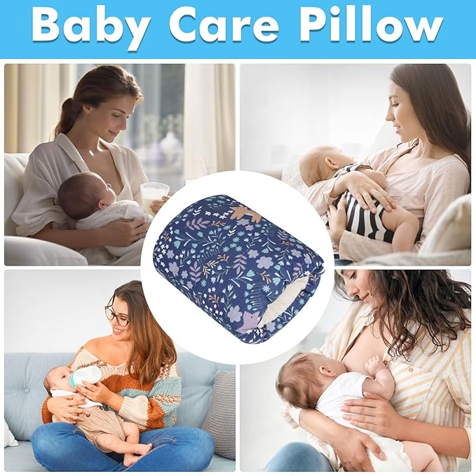 Baby Feeding Arm Pillow,Soft Cotton Bottle Nursing Arm Pillows for Newborn,Breastfeeding Pillows for More Support for Mom and Baby,Portable and Washable,Ergonomic Nursing Essentials(Blue Forest)