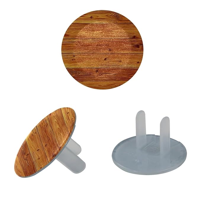 Pine Flooring Boards Texture Outlet Covers Baby Proofing Child Proof Plug Covers for Electrical Outlets Easy Install Outlet Plug Covers