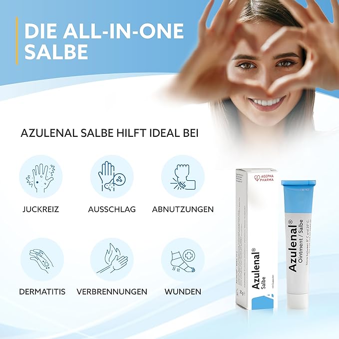 Azulenal Ointment with Guaiazulene | Wound and Healing Ointment for Diaper Rashes, Itches, Cuts, Burns, & Sore Nipples | Suitable for Use for Babies and Nursing Mothers | Made in Europe