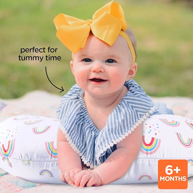 Plushii Nursing Pillow for Breastfeeding, Soft and Supportive Breastfeeding Pillow for Mom and Baby, Cute Feeding Pillow with Removable Cover for 0–12 Months, Rainbow World