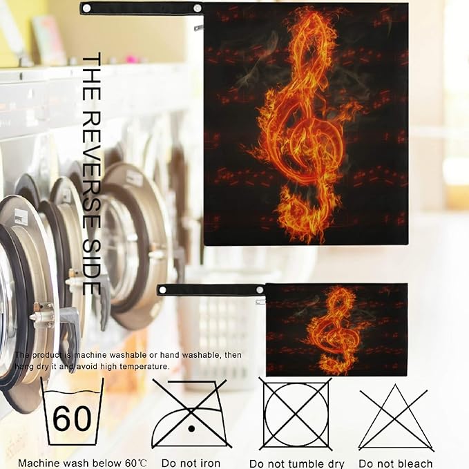 visesunny Flaming Music Note 2Pcs Wet Bag with Zippered Pockets Washable Reusable Roomy for Travel,Beach,Pool,Daycare,Stroller,Diapers,Dirty Gym Clothes, Wet Swimsuits, Toiletries
