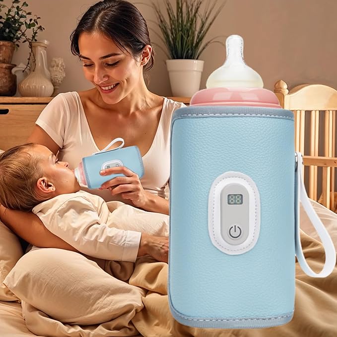 Rechargeable Bottle Warmer - Portable Milk Warmer, Fast Heating Bottle Warming for Breastmilk & Water | Precise Temperature Control, Digital Display for Travel, Mom & Dad, Home Nursery