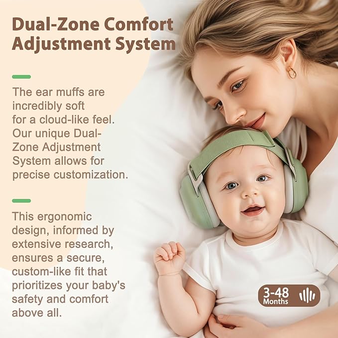 Baby Muffs Noise Reduction Headphones for Toddlers, Protects Hearing Earmuff for Baby 3–48 Months, 24dB Noise Cancelling Headphones for Airplane Travel, Party and Fireworks.