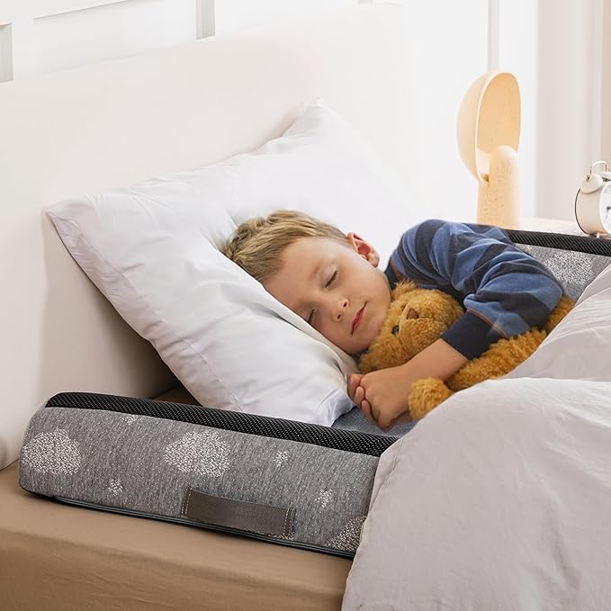 Bed Rail Bumpers for Toddlers with Pad 2PCS - Foam Foldable Bed Bumper Guard with Dual Non-Slip Pads Waterproof Washable Soft Removable Cover Safe Bed Rail for Toddlers, Kids Senior
