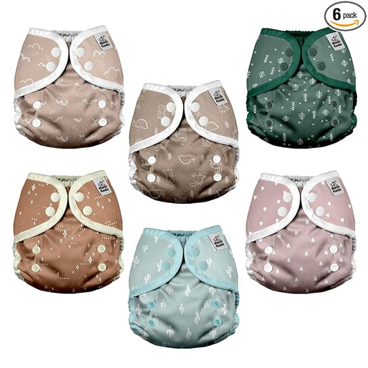 Mama Koala Reusable Adjustable Cloth Diaper Covers with Double Gusset for Girls and Boys, Snap Closure, Size S (Simply Neautrals)