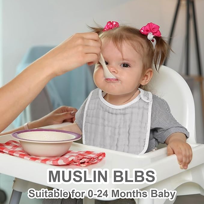 Accmor Muslin Baby Bibs, 6 Pack Soft Cotton Baby Bandana Drool Bibs for Boys Girls Teething and Drooling