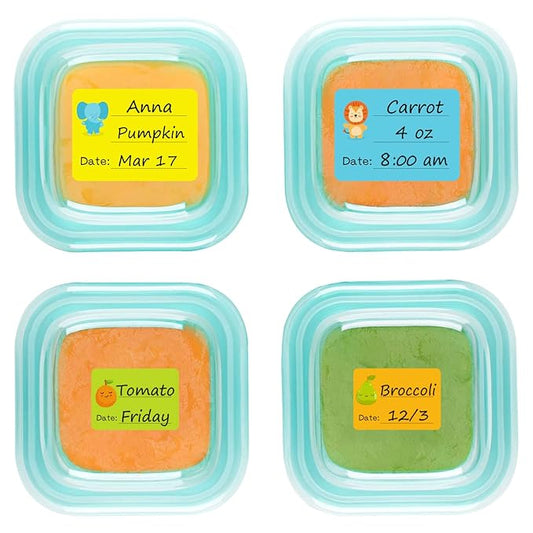 Baby Food Labels, Removable Write-On Daycare Date Labels for OXO Tot Baby Food Storage Containers, Trays, Jars, Freezer & Dishwasher Friendly, for Infants & Babies