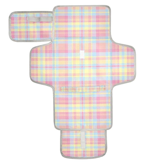 Portable Diaper Changing Pad Travel Baby Changing Mat Waterproof Diaper Changing Mat Foldable Lightweight Baby Changer with Built-in Pillow Tartan Plaid