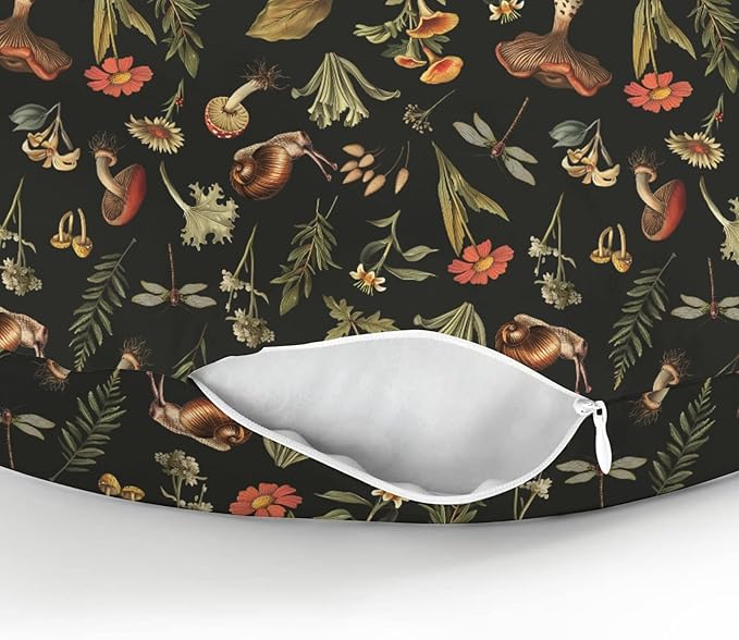 Vintage Mushroom Life Baby Nursing Pillow Covers for Boy Girl Retro Mushroom Leaves Floral Nursery Pillowcase for Breastfeeding Pillows Plant Soft Stretchy Slipcovers for Newborn Infant
