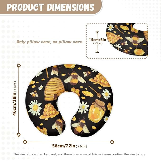 Forchrinse Bee Daisy Nursing Pillow Cover Stretch Baby Removable Nursing Covers for Breastfeeding Pillow,Cute Infant Feeding Pillow Cover for Bottle and Breast Feeding