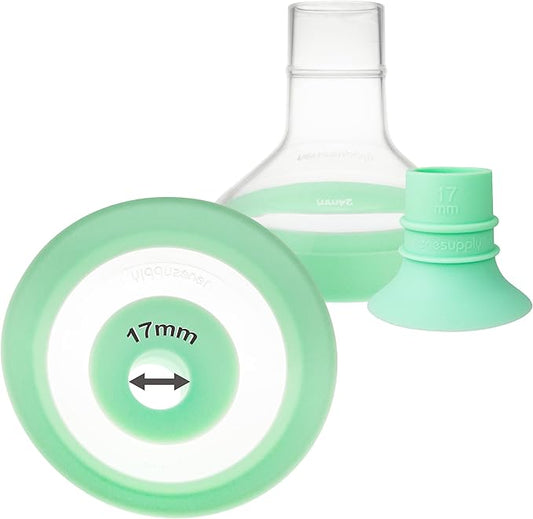 Nenesupply 17mm Inserts and 24mm Flex Flanges Compatible with Lansinoh Breastpump Replacement to Lansinoh Flange 17mm and Breastshields Work with Signature Pro Smartpump and Manual Pumps