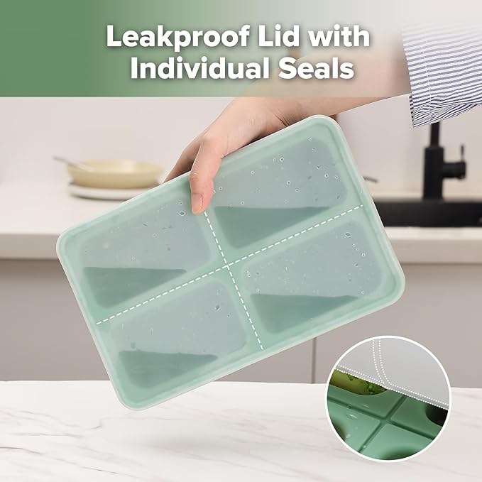 haakaa Sturdy Silicone Freezer Tray with Lid – Soup & Meal Prep Tray, 1 Cup Portion Cubes for Food Storage, Leak-Proof BPA-Free Mold, Easy Release, 1 Pack