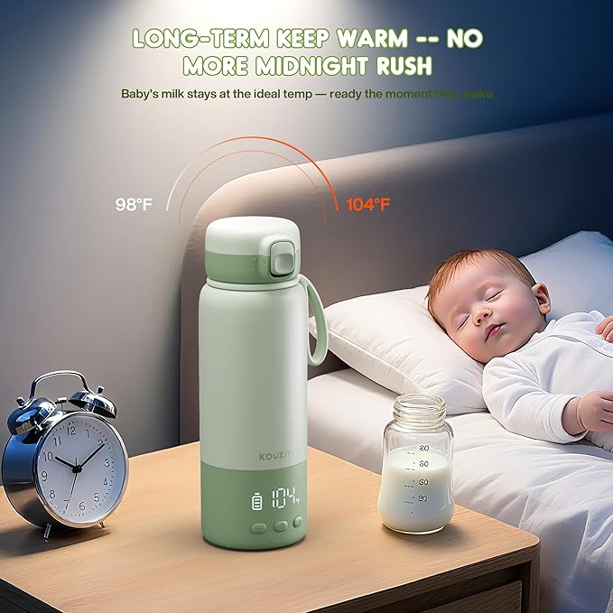 Portable Bottle Warmer for Travel, Portable Milk Warmer 12oz 2-Min Fast Heating, Travel Bottle Warmer On the Go with Long-Lasting Keep Warm Function