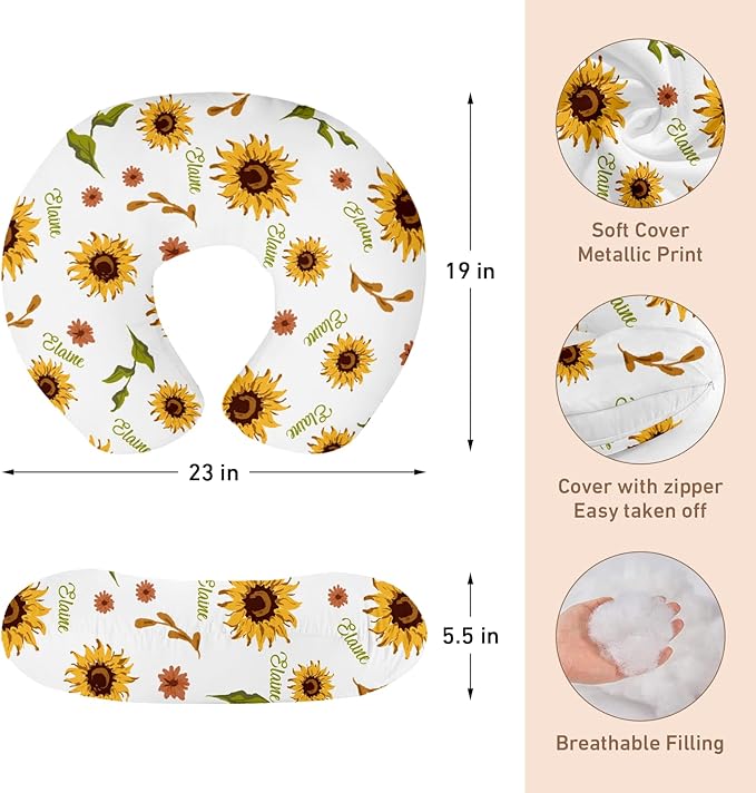 Dyoart Baby Nursing Pillow Cover,Personalized Name Soft Nursing Covers,Breastfeeding Pillow Slipcover for Bottle Feeding,Custom Gifts for Toddler Infant(23"x19"x5.5")(one Size)