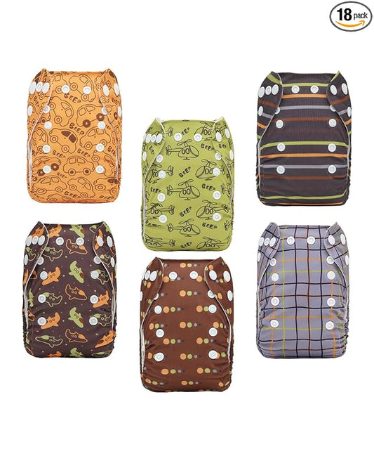 ALVABABY Baby Pocket Newborn for Less Than 12pounds Baby Snaps Cloth Diapers Nappy 6pcs with 12 Inserts 6SVB131